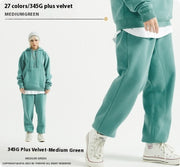 Solid Color Casual Velvet Sweatpants Men's Ankle Banded Pants