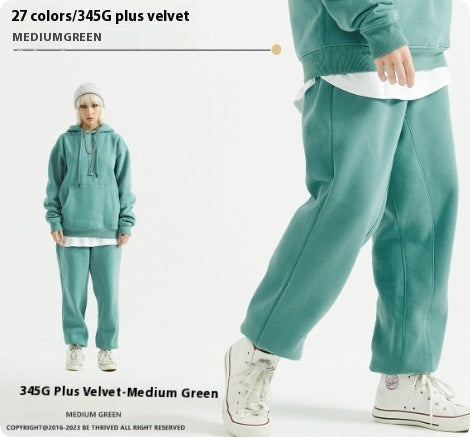 Solid Color Casual Velvet Sweatpants Men's Ankle Banded Pants