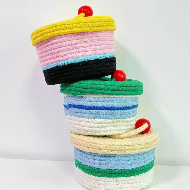 Home Cotton Weaving Storage Basket Ins Wind Vegetable Toy Storage Basket Living Room Miscellaneous Display Underwear Storage Basket - OFEBHS.PT