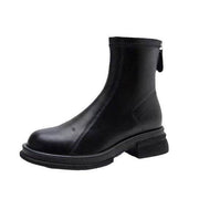 Women's Thick Heel Flat Ankle Boots - OFEBHS.PT