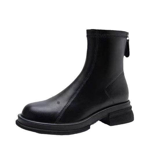 Women's Thick Heel Flat Ankle Boots - OFEBHS.PT