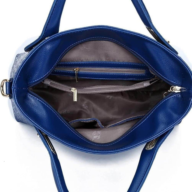 Women 4Pcs Top Handle Satchel Hobo PU Leather Handbag Set Large Tote Purse Shoulder Bag Card Holder - OFEBHS.PT