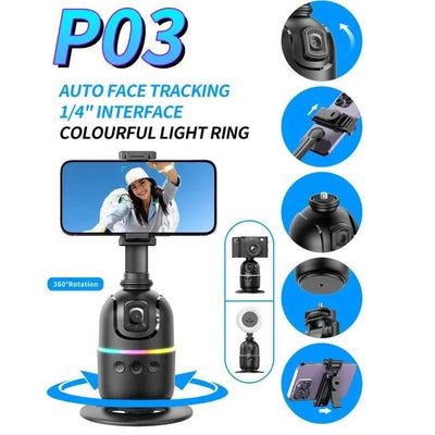 P03 AI Smart Gimbal 360° Auto Face Tracking Gimbal All-in-one Rotation For Smartphone video Vlog Stabilizer Phone Holder - OFEBHS.PT