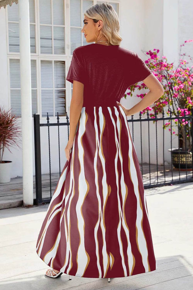 V-neck short sleeved waist cinched jumpsuit dress for women - OFEBHS.PT