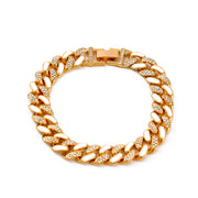 Two-tone Oil Drop Rhinestones Cuban Bracelet Street