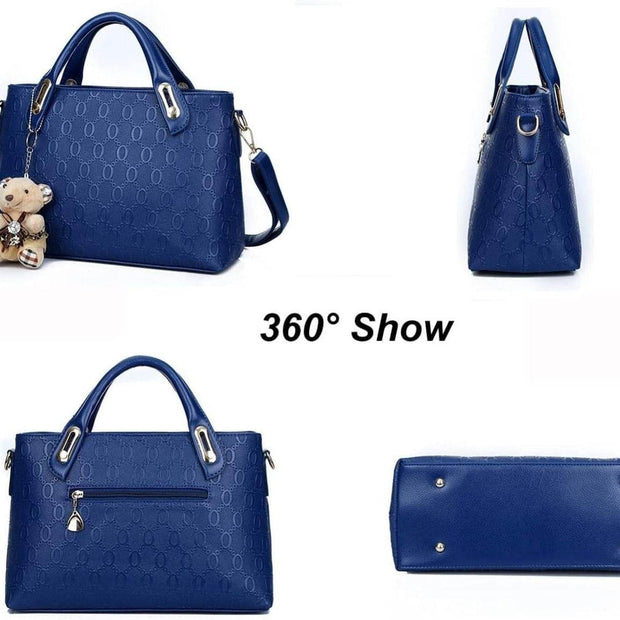 Women 4Pcs Top Handle Satchel Hobo PU Leather Handbag Set Large Tote Purse Shoulder Bag Card Holder - OFEBHS.PT