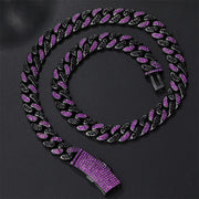 Hip Hop Men's Strip Full Diamond Line Exaggerated And Personalized Rap Cuban Link Chain Amethyst Necklace