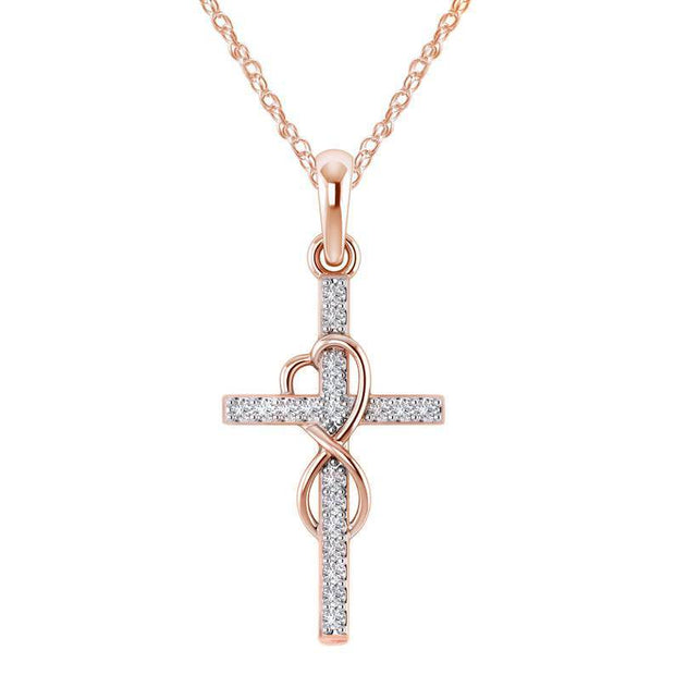 Alloy Pendant With Diamond And Eight-character Cross Necklace - OFEBHS.PT