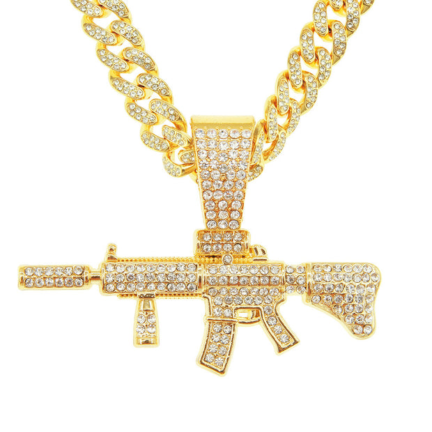 Fashion Jeweled Pendant Cuban Necklace