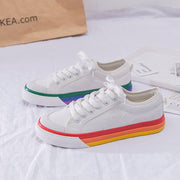 Rainbow Canvas Shoes Women'S Color Matching White Shoes Casual Shoes