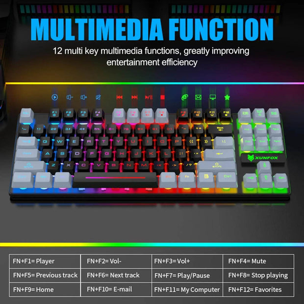 Gaming Keyboard Colorful LED Backlight Office Keyboard for Desktop Typing PC - OFEBHS.PT