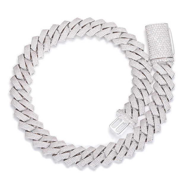 Men's Hip Hop Long Button Head Zircon Diamond Cuban Necklace