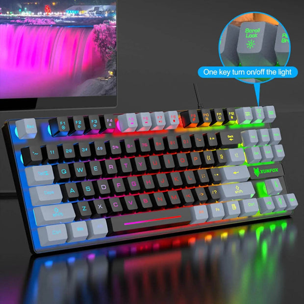 Gaming Keyboard Colorful LED Backlight Office Keyboard for Desktop Typing PC - OFEBHS.PT