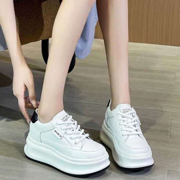 Lace Up Round Toe Platform Sneakers - OFEBHS.PT