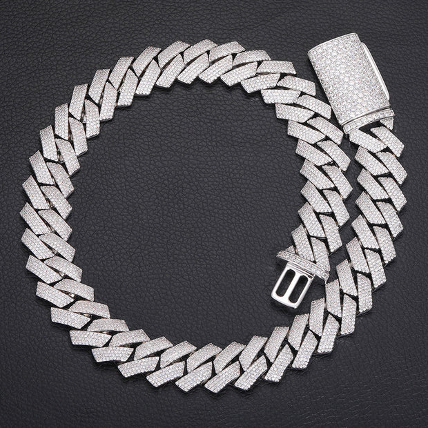 Men's Hip Hop Long Button Head Zircon Diamond Cuban Necklace