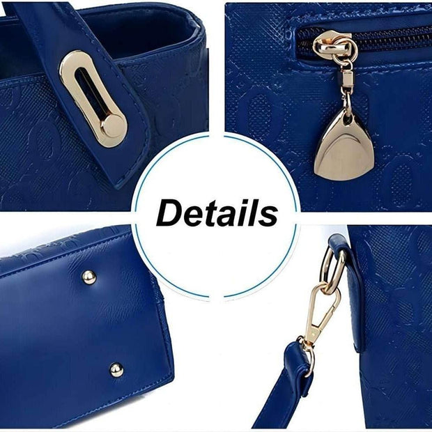 Women 4Pcs Top Handle Satchel Hobo PU Leather Handbag Set Large Tote Purse Shoulder Bag Card Holder - OFEBHS.PT