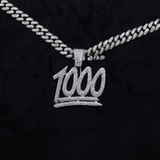 Men's And Women's Digital Diamond-encrusted 1000 Pendant Cuban Necklace