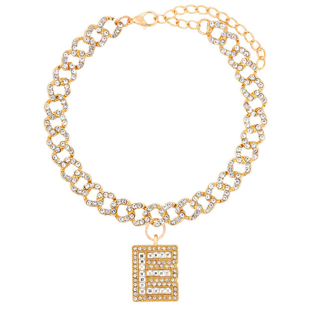 Hip Hop Alphabet Pendant Cuban Chain Anklet