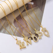 1PCS Fashionable Gold Diamond Crown Uppercase Letter Popular Pendant Necklace Suitable For Daily Use Festivals Parties Gifts Jewelry Set - OFEBHS.PT