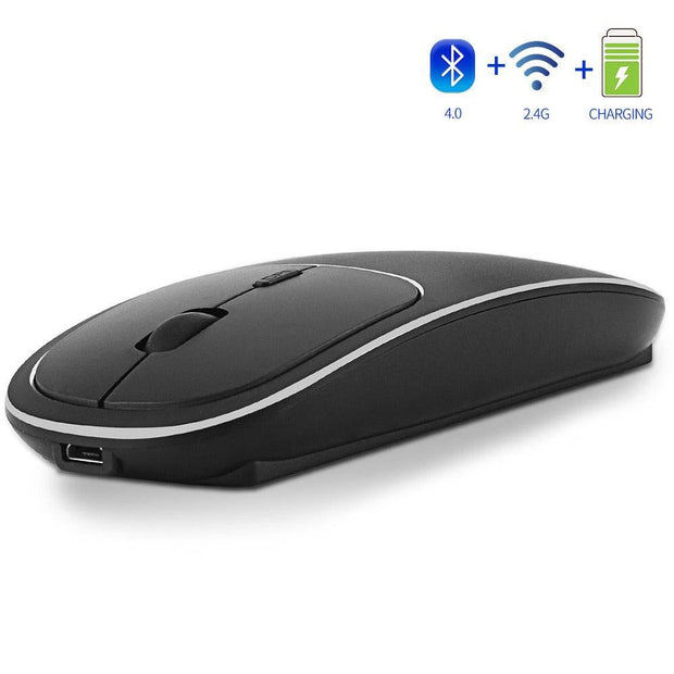 Aluminum alloy dual-mode wireless Bluetooth mouse rechargeable silent infinite computer accessories - OFEBHS.PT