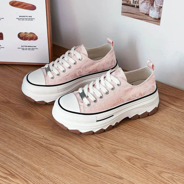 Lace-Up Canvas Platform Sneakers - OFEBHS.PT