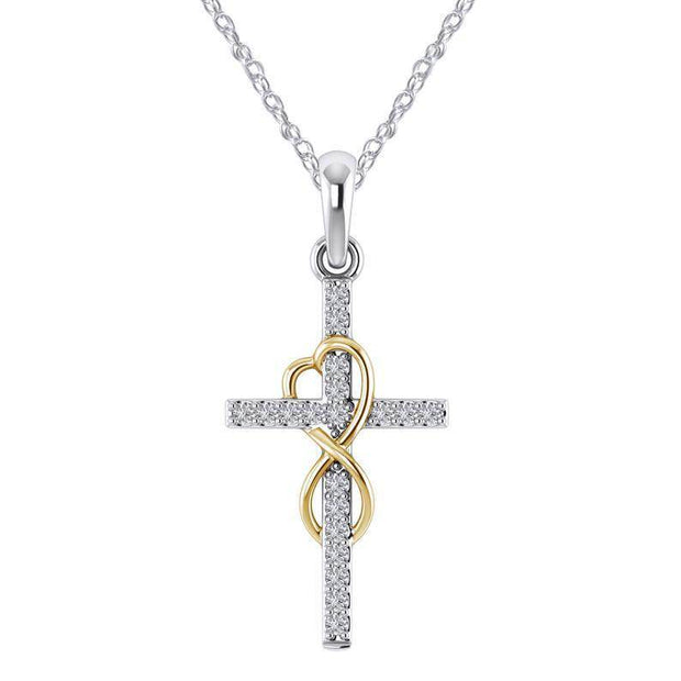 Alloy Pendant With Diamond And Eight-character Cross Necklace - OFEBHS.PT