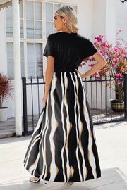 V-neck short sleeved waist cinched jumpsuit dress for women - OFEBHS.PT