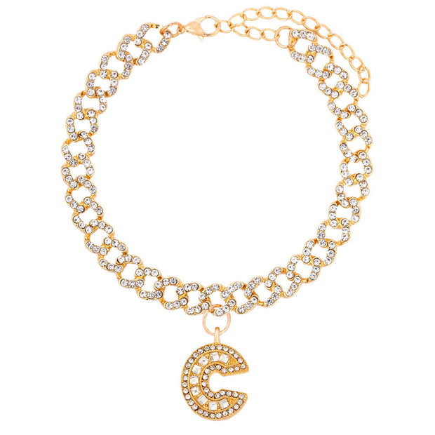 Hip Hop Alphabet Pendant Cuban Chain Anklet