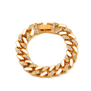 Two-tone Oil Drop Rhinestones Cuban Bracelet Street