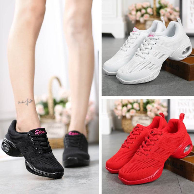 Women's Summer Breathable Fly Woven Mesh Soft Bottom Dancing Shoes - OFEBHS.PT