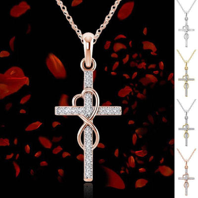 Alloy Pendant With Diamond And Eight-character Cross Necklace - OFEBHS.PT