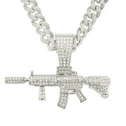 Fashion Jeweled Pendant Cuban Necklace