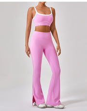 Outdoor Sports Yoga Suits Women's Spaghetti Strap Contrast Color Fitness Set Outfits