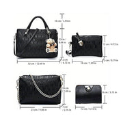 Women 4Pcs Top Handle Satchel Hobo PU Leather Handbag Set Large Tote Purse Shoulder Bag Card Holder - OFEBHS.PT