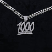 Men's And Women's Digital Diamond-encrusted 1000 Pendant Cuban Necklace