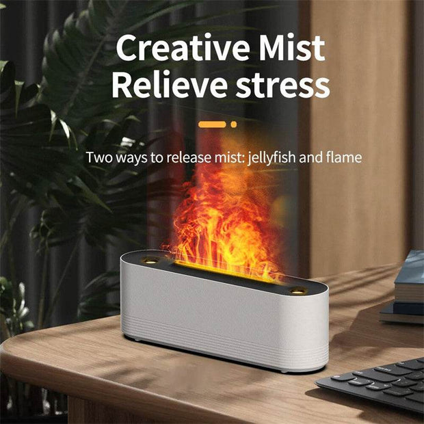 Flame Air Humidifier Ultrasonic 7 Colors Aroma Diffuser LED Cool Mist Maker Fogger Essential Oil Room Fragrance Office Home Decor - OFEBHS.PT