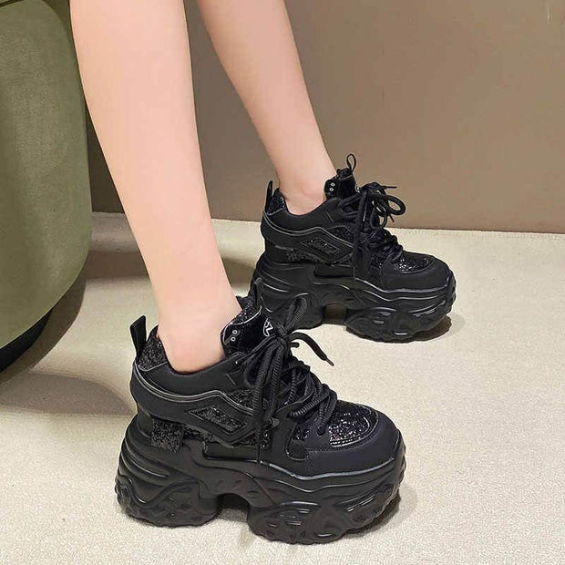 10cm Hidden Heel Platform Sequins Dad Shoes - OFEBHS.PT