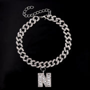 Hip Hop Alphabet Pendant Cuban Chain Anklet