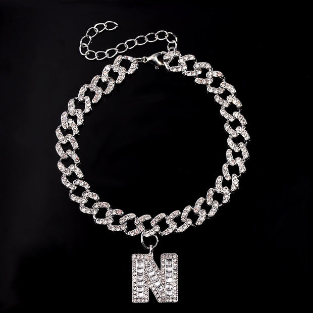 Hip Hop Alphabet Pendant Cuban Chain Anklet