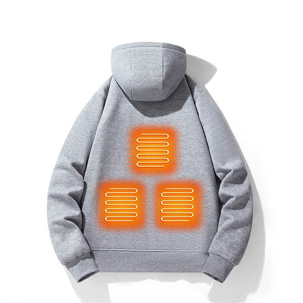 European and American zipper cardigan heating hoodie intelligent hooded five zone heating jacket outdoor warm electric clothing for men - OFEBHS.PT