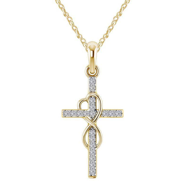 Alloy Pendant With Diamond And Eight-character Cross Necklace - OFEBHS.PT