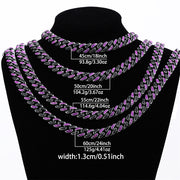 Hip Hop Men's Strip Full Diamond Line Exaggerated And Personalized Rap Cuban Link Chain Amethyst Necklace