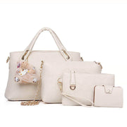 Women 4Pcs Top Handle Satchel Hobo PU Leather Handbag Set Large Tote Purse Shoulder Bag Card Holder - OFEBHS.PT