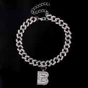 Hip Hop Alphabet Pendant Cuban Chain Anklet