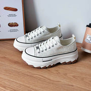 Lace-Up Canvas Platform Sneakers - OFEBHS.PT