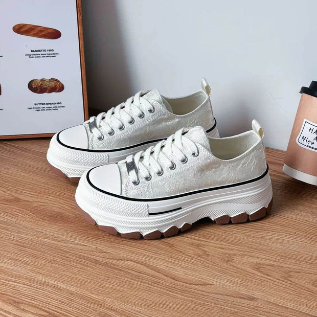 Lace-Up Canvas Platform Sneakers - OFEBHS.PT