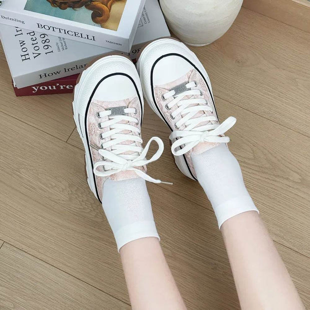 Lace-Up Canvas Platform Sneakers - OFEBHS.PT