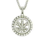 European Hip Hop Diamond Maple Leaf Turntable Necklace For Men