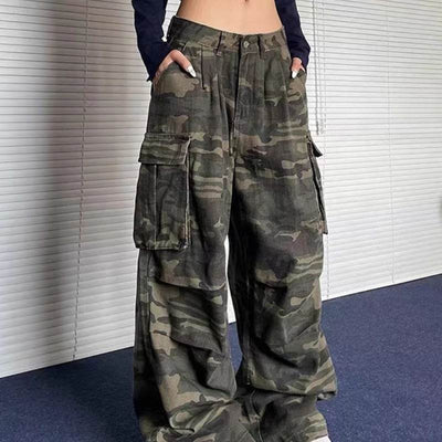 High Street Retro Multi-pocket Camouflage Cargo Pants - OFEBHS.PT