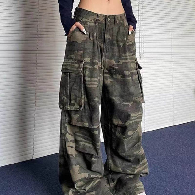 High Street Retro Multi-pocket Camouflage Cargo Pants - OFEBHS.PT